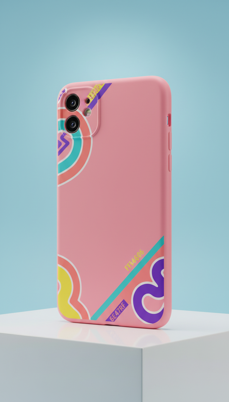 Bubblegum pink phone case with bold graphic