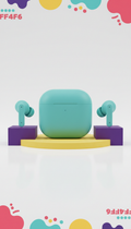 Splash teal wireless earbuds kit with charging case
