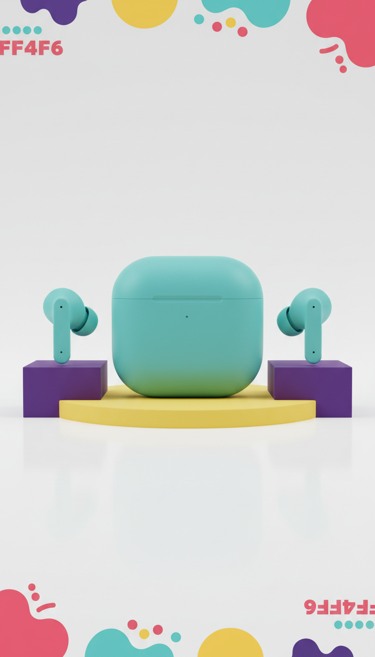 Splash teal wireless earbuds kit with charging case